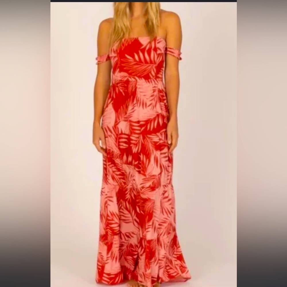 Amuse Society Red Tropical Print Beach Vibe Dress - size Medium